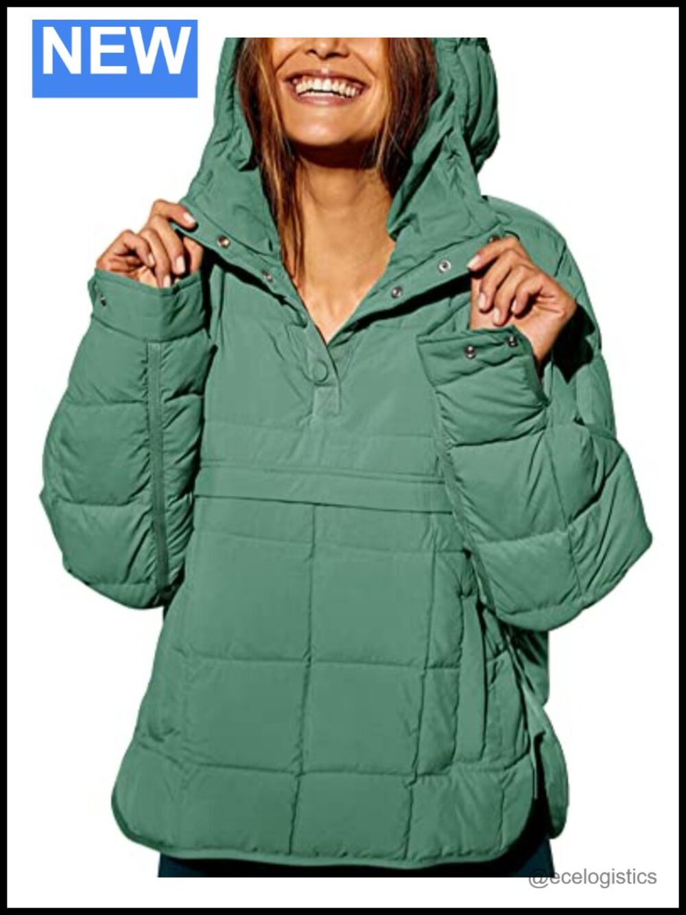 Women's Quilted Pullover Puffer Jacket Hooded Oversize Winter Coat